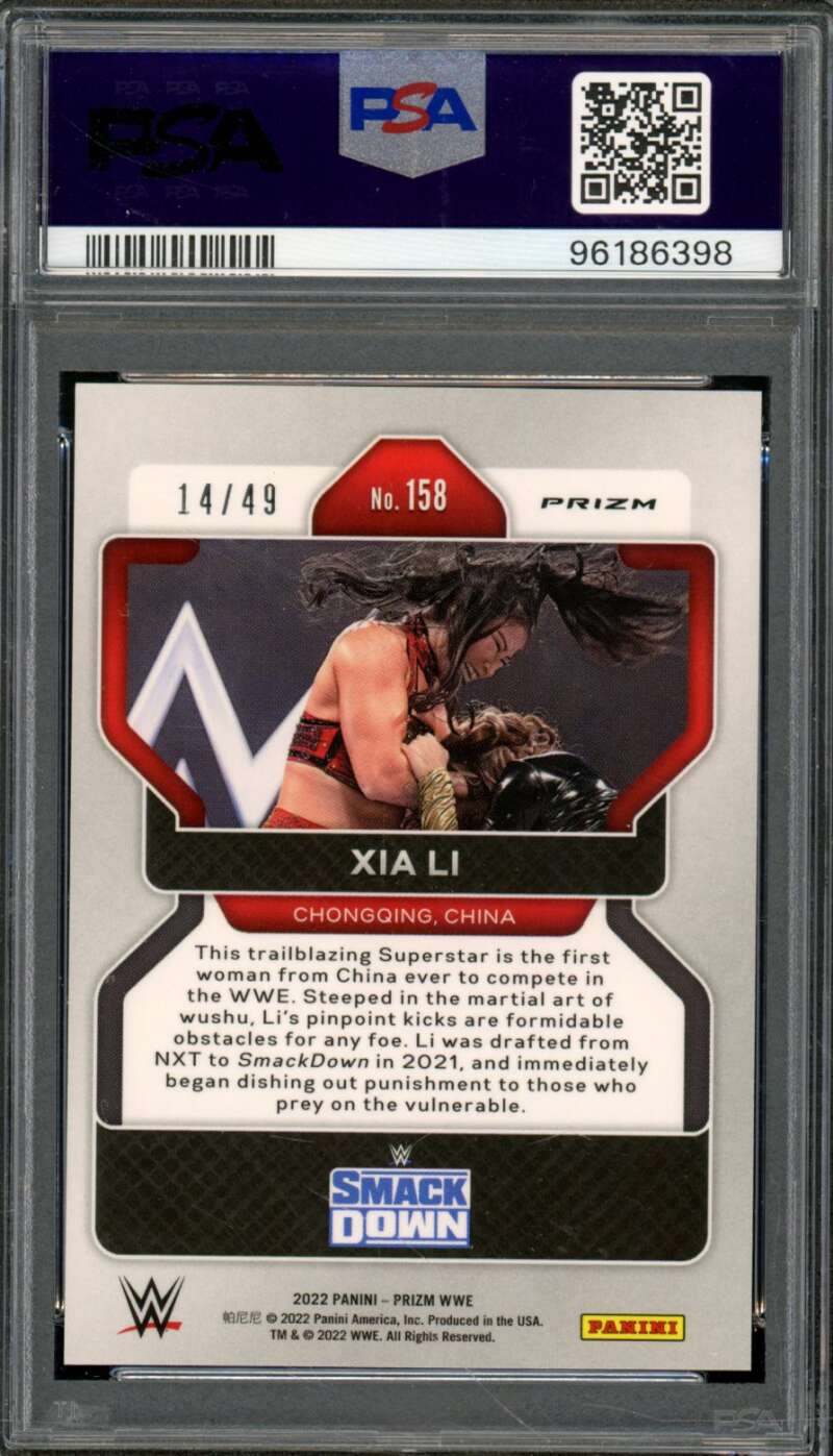 Xia Li Card 2022 Prizm WWE Teal Prizm (pop 1) #158 PSA 10 Image 2