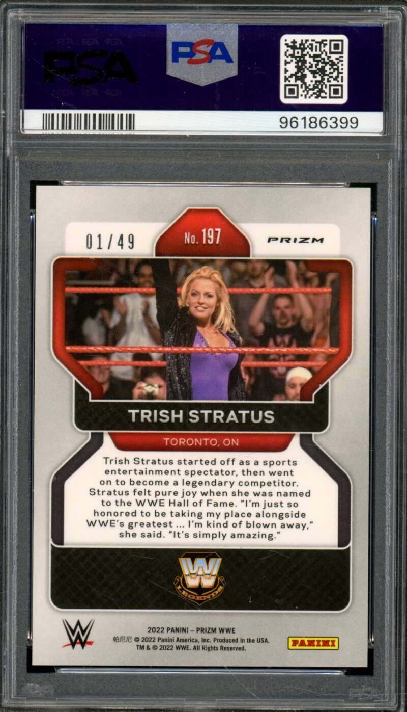 Trish Stratus Card 2022 Prizm WWE Teal Prizm (pop 1) #197 PSA 9 Image 2