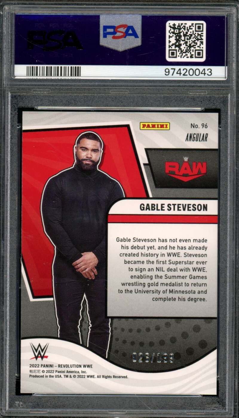 Gable Steveson Rookie Card 2022-23 Revolution WWE Angular (pop 4) #96 PSA 10 Image 2