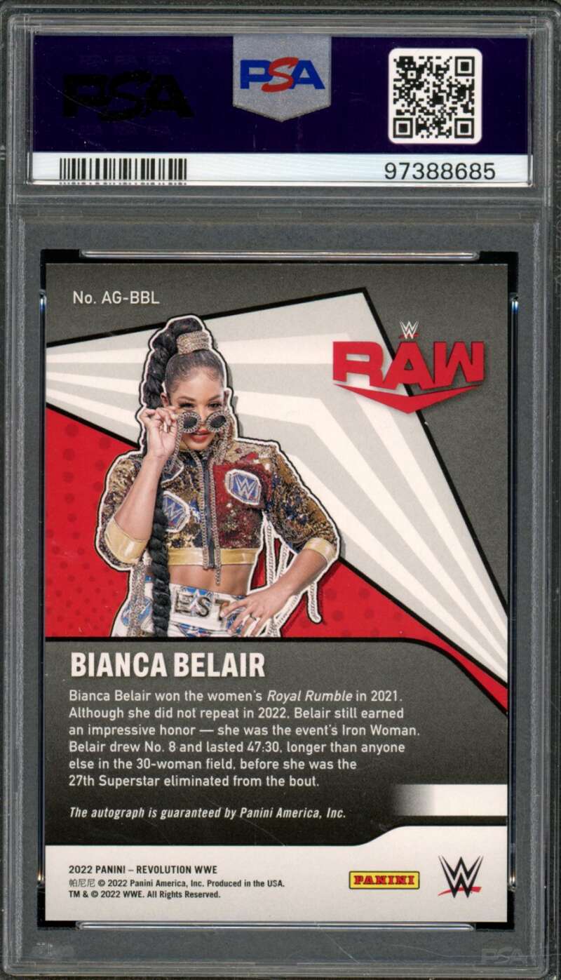 Bianca Belair Card 2022 Revolution WWE Autographs (pop 2) #AGBBL PSA 10 Image 2