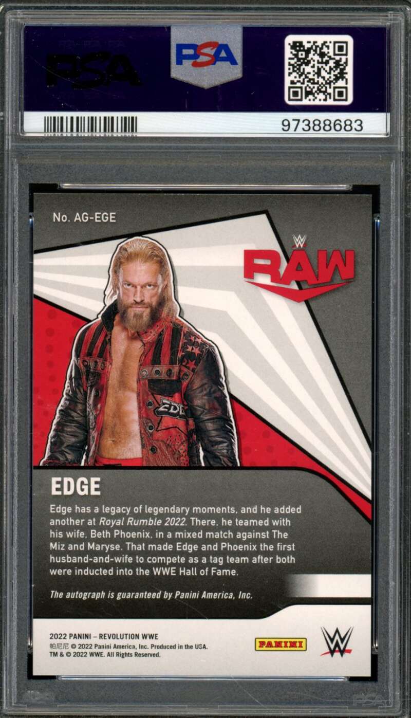 Edge Card 2022 Revolution WWE Autographs (pop 3) #AGEGE PSA 10 Image 2