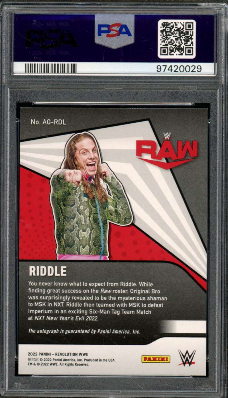 Riddle Card 2022 Revolution WWE Autographs (pop 3) #AGRDL PSA 9 Image 2