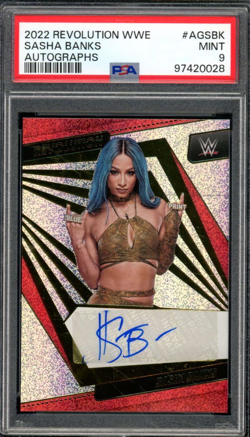 Sasha Banks Card 2022 Revolution WWE Autographs (pop 9) #AGSBK PSA 9 Image 1