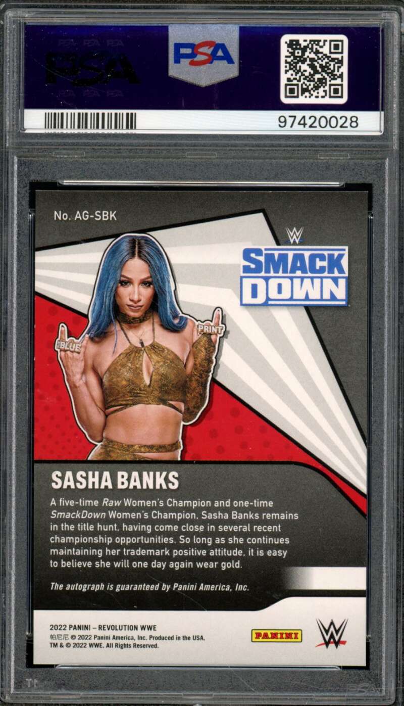 Sasha Banks Card 2022 Revolution WWE Autographs (pop 9) #AGSBK PSA 9 Image 2