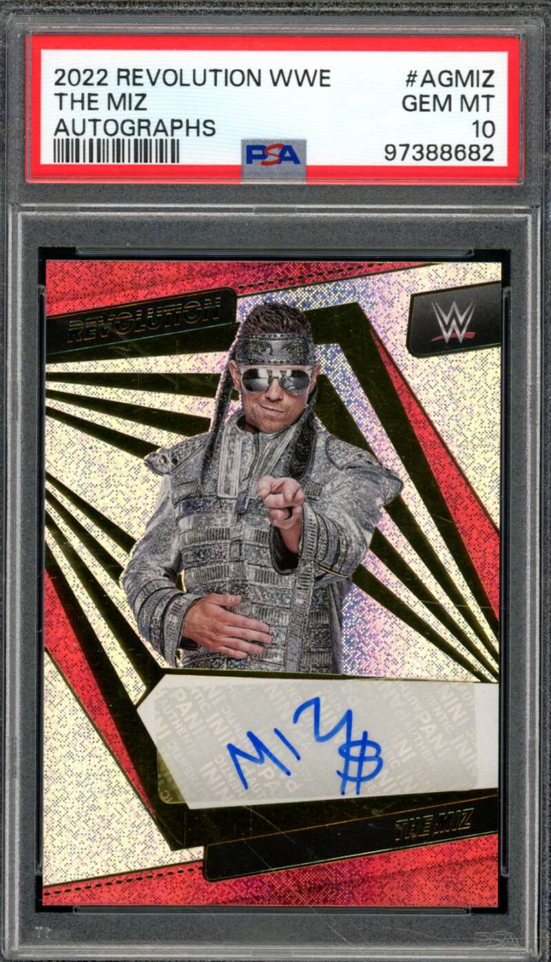 The Miz Card 2022 Revolution WWE Autographs (pop 1) #Agmiz PSA 10 Image 1