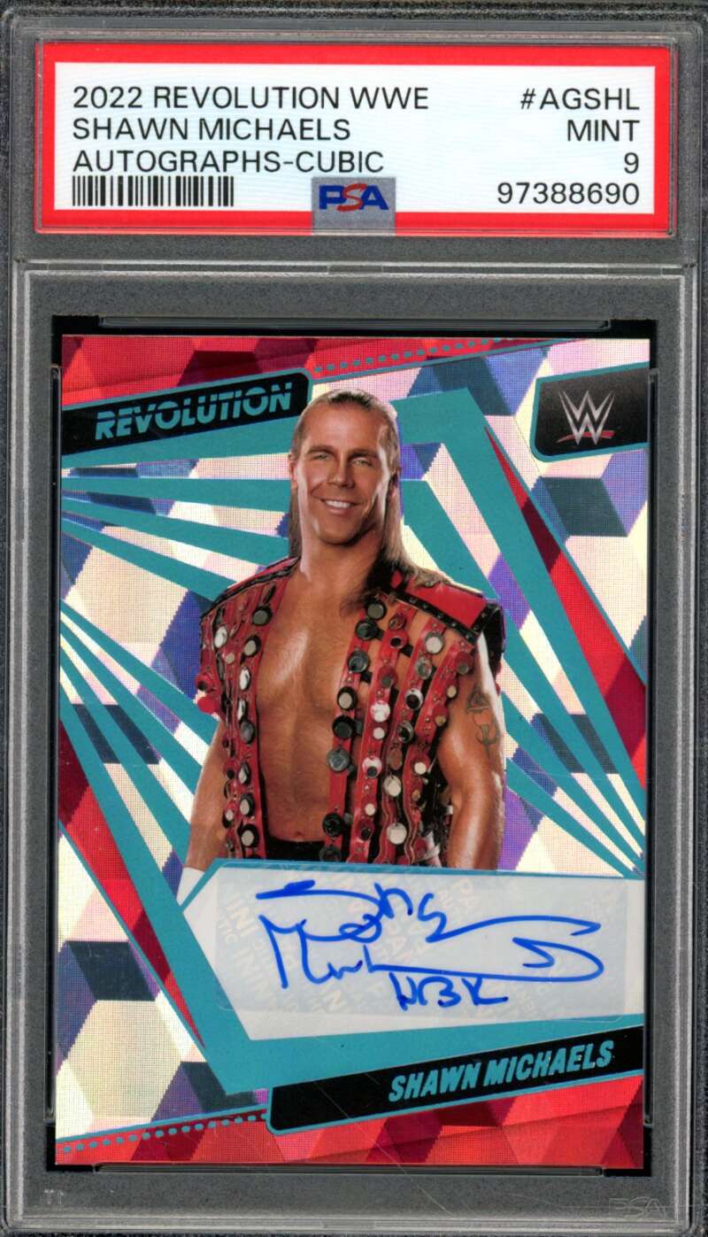 Shawn Michaels Card 2022 Revolution WWE Autographs-Cubic (pop 3) #Agshl PSA 9 Image 1