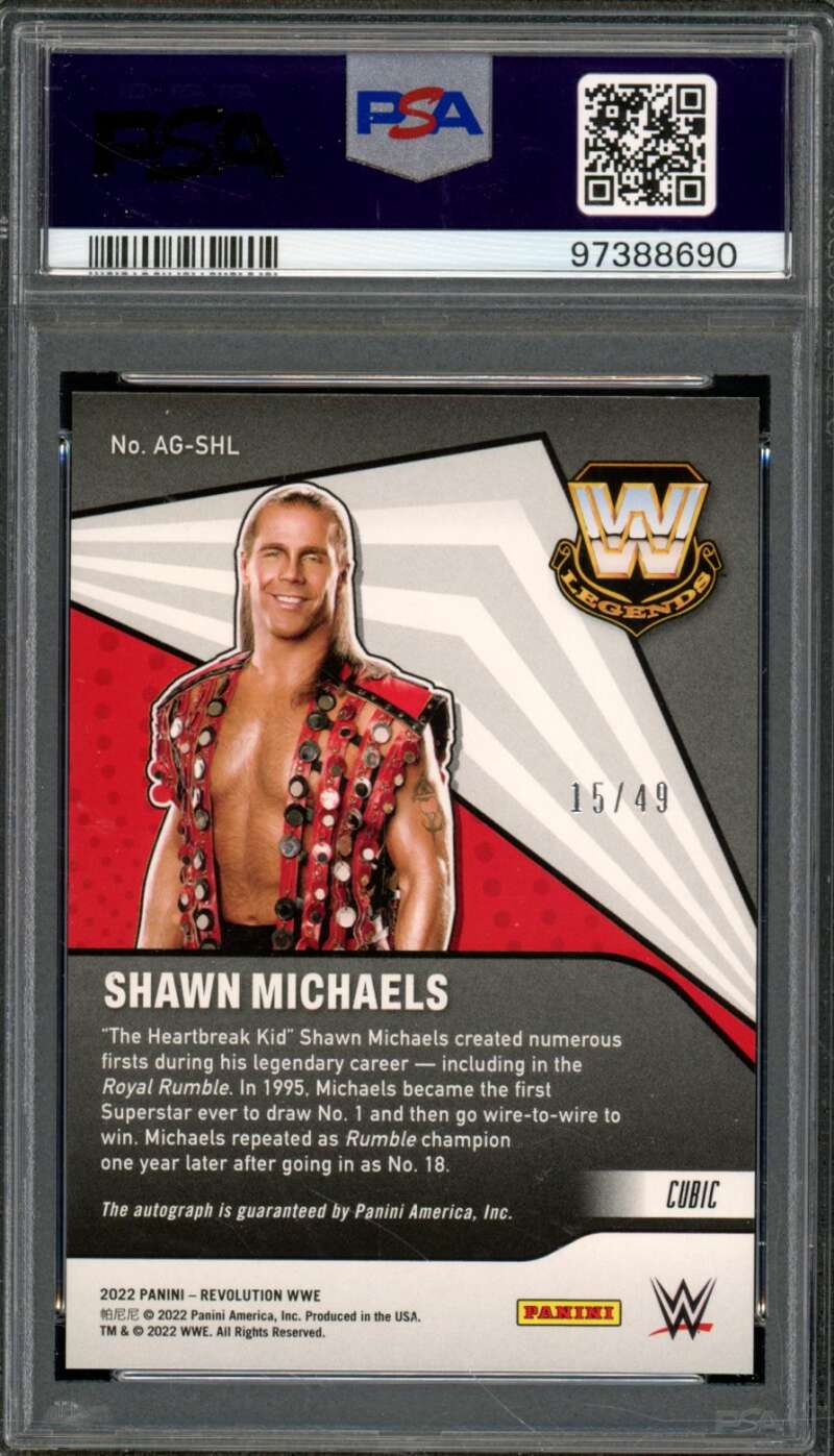 Shawn Michaels Card 2022 Revolution WWE Autographs-Cubic (pop 3) #Agshl PSA 9 Image 2