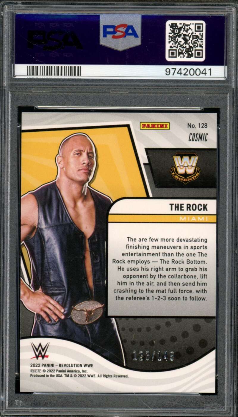 The Rock Card 2022 Revolution WWE Cosmic #128 (pop 8) PSA 10 Image 2