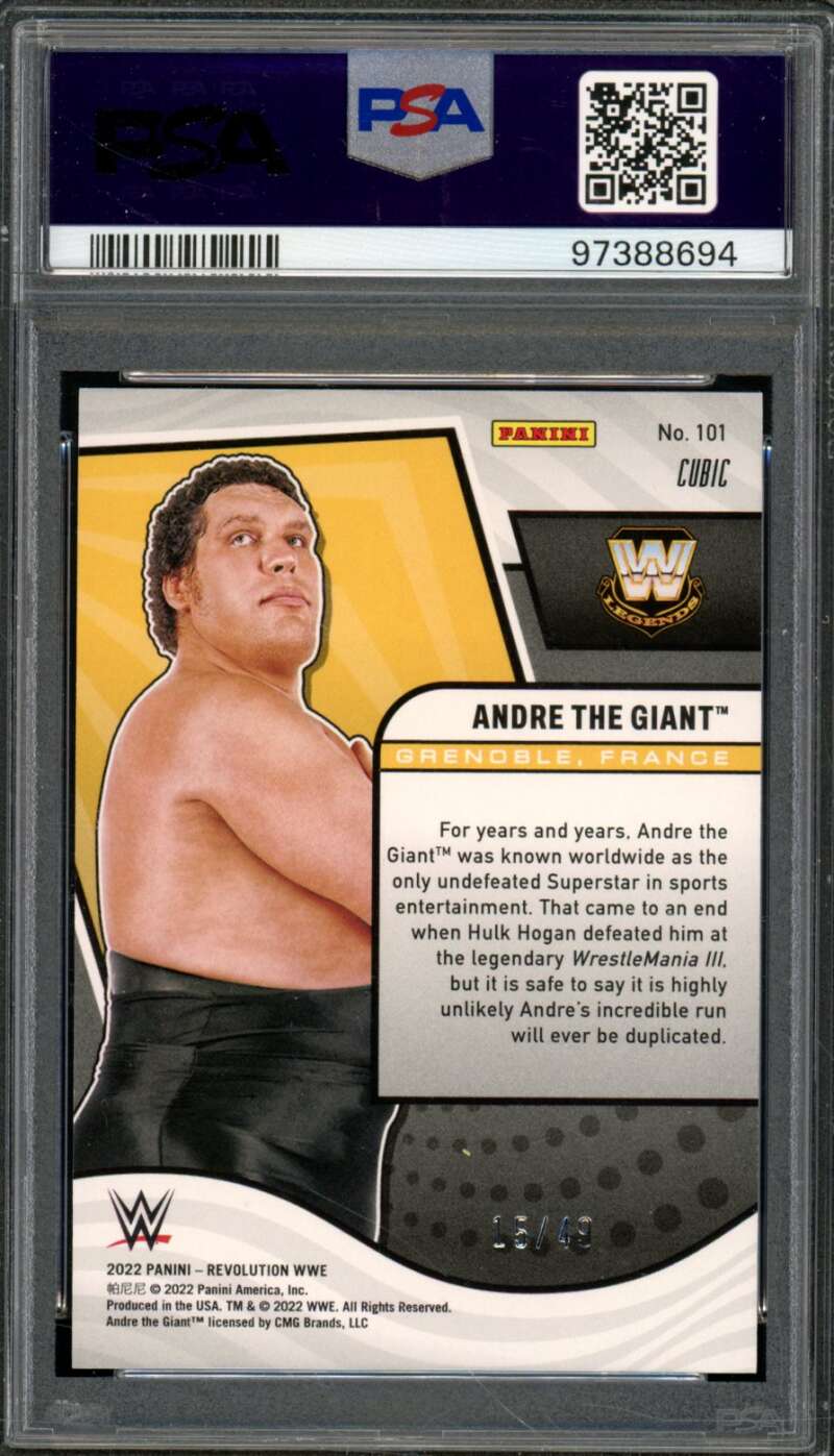 Andre The Giant Card 2022 Revolution WWE Cubic #101 (pop 2) PSA 10 Image 2