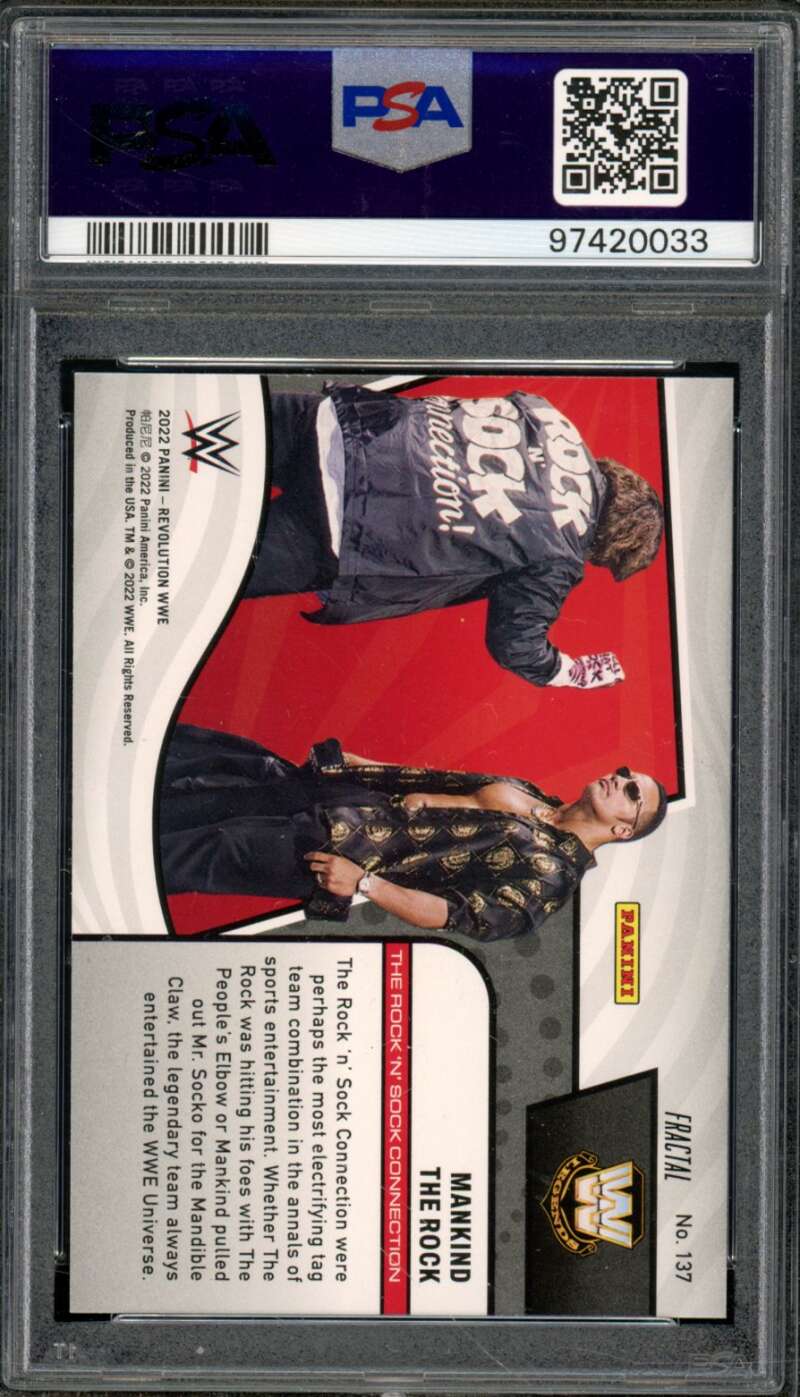 Mankind/The Rock Card 2022 Revolution WWE Fractial (pop 3) #137 PSA 10 Image 2