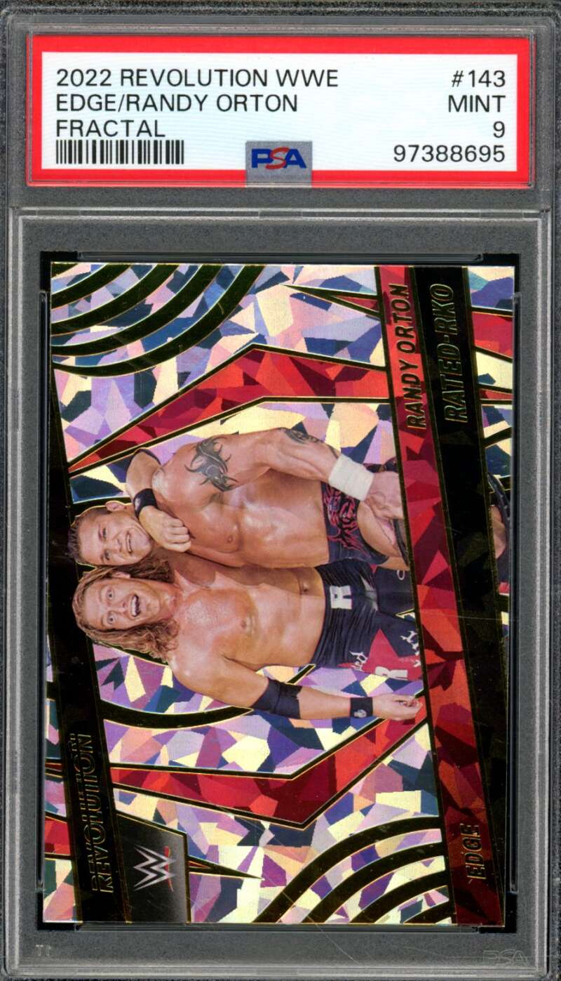 Edge/Randy Orton Card 2022 Revolution WWE Fractial (pop 1) #143 PSA 9 Image 1