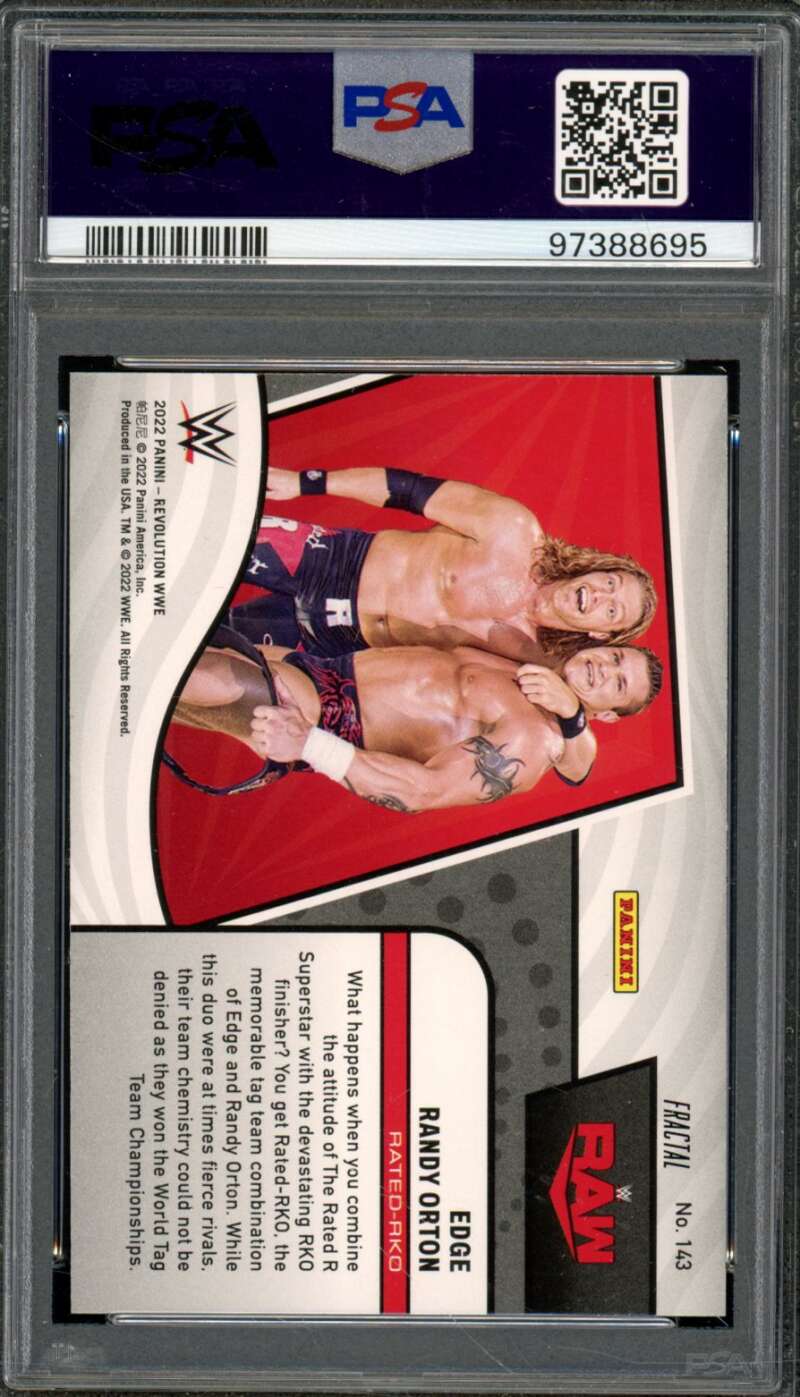 Edge/Randy Orton Card 2022 Revolution WWE Fractial (pop 1) #143 PSA 9 Image 2