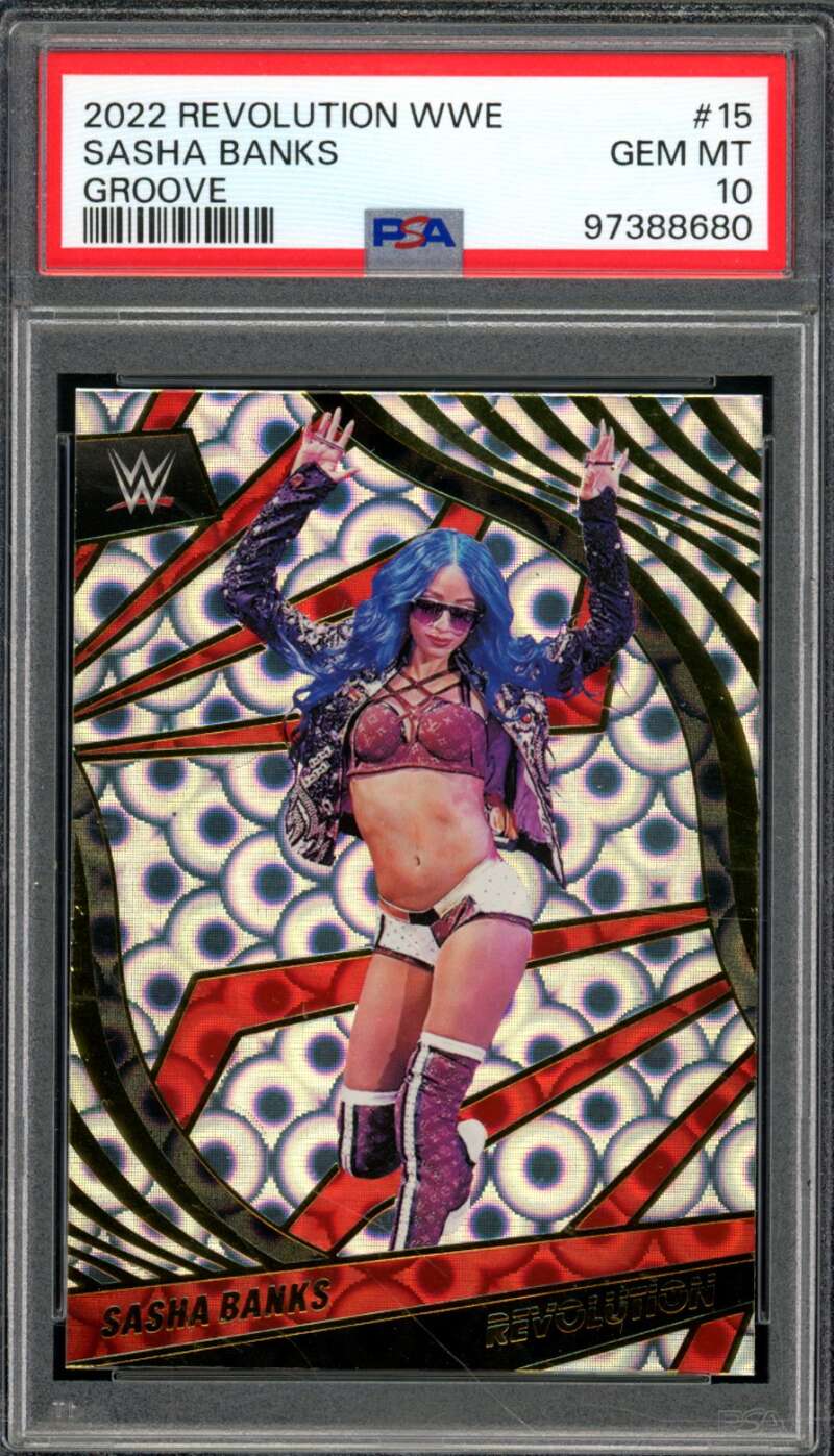 Sasha Banks Card 2022-23 Revolution WWE Groove (pop 1) #15 PSA 10 Image 1