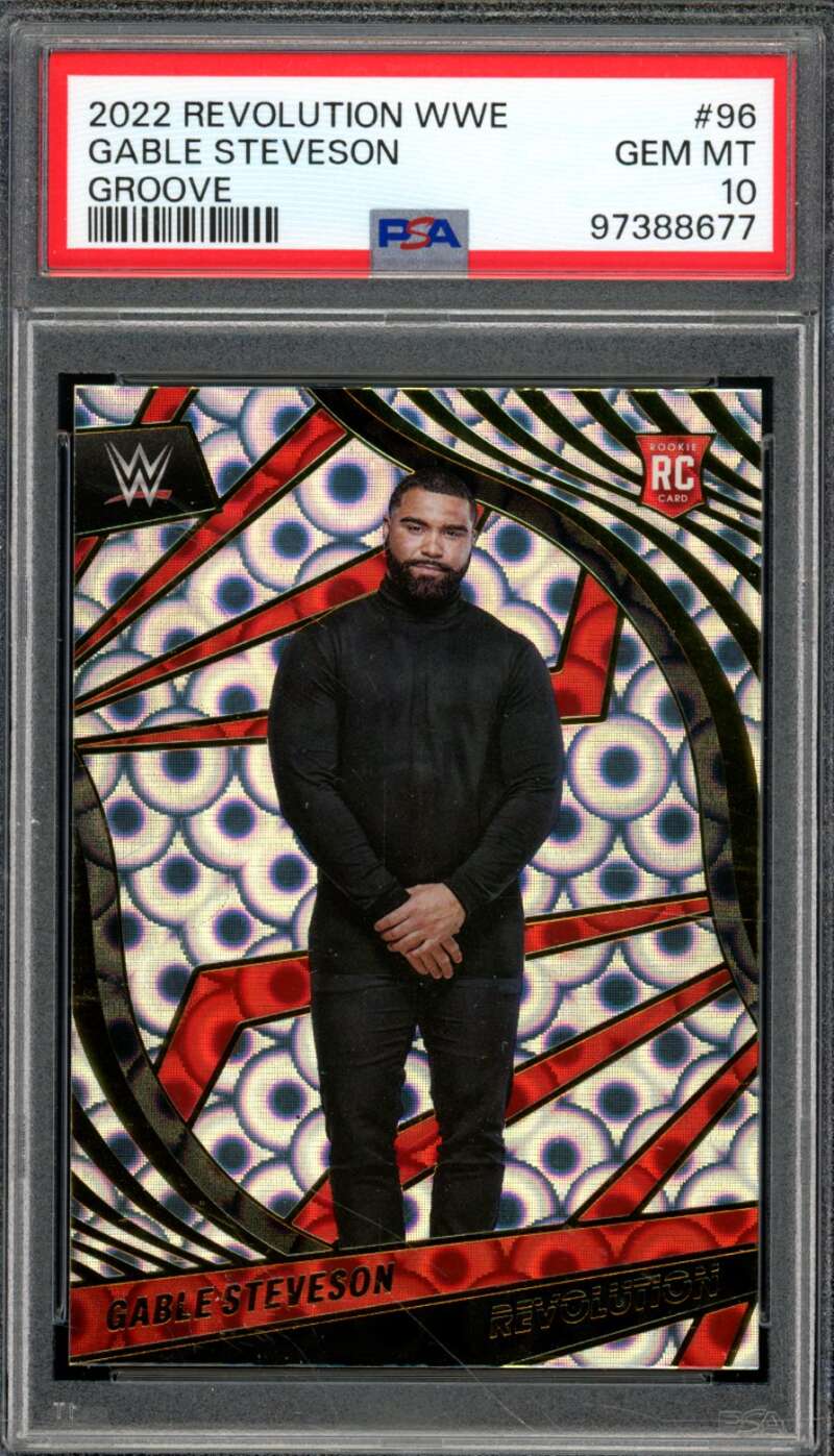 Gable Steveson Rookie Card 2022 Revolution WWE Groove (pop 6) #96 PSA 10 Image 1