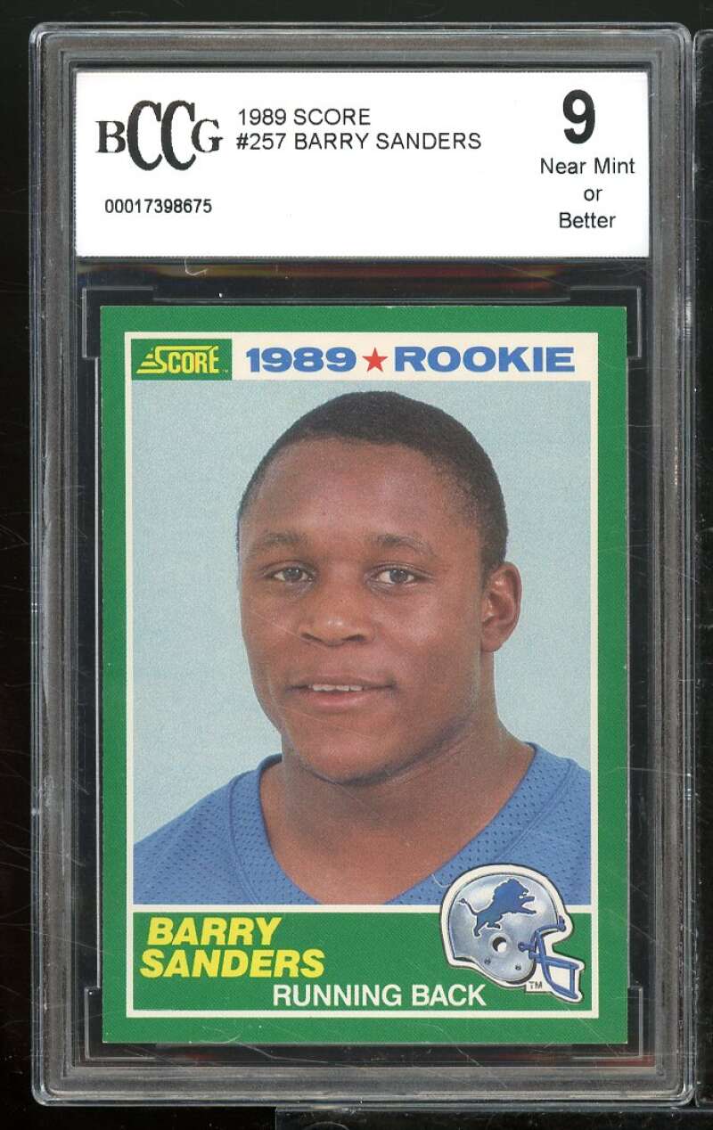 1989 Score #257 Barry Sanders Rookie Card BGS BCCG 9 Near Mint+ Image 1