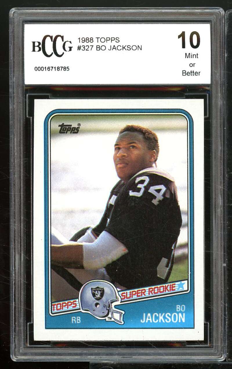 1988 Topps #327 Bo Jackson Rookie Card BGS BCCG 10 Mint+ Image 1