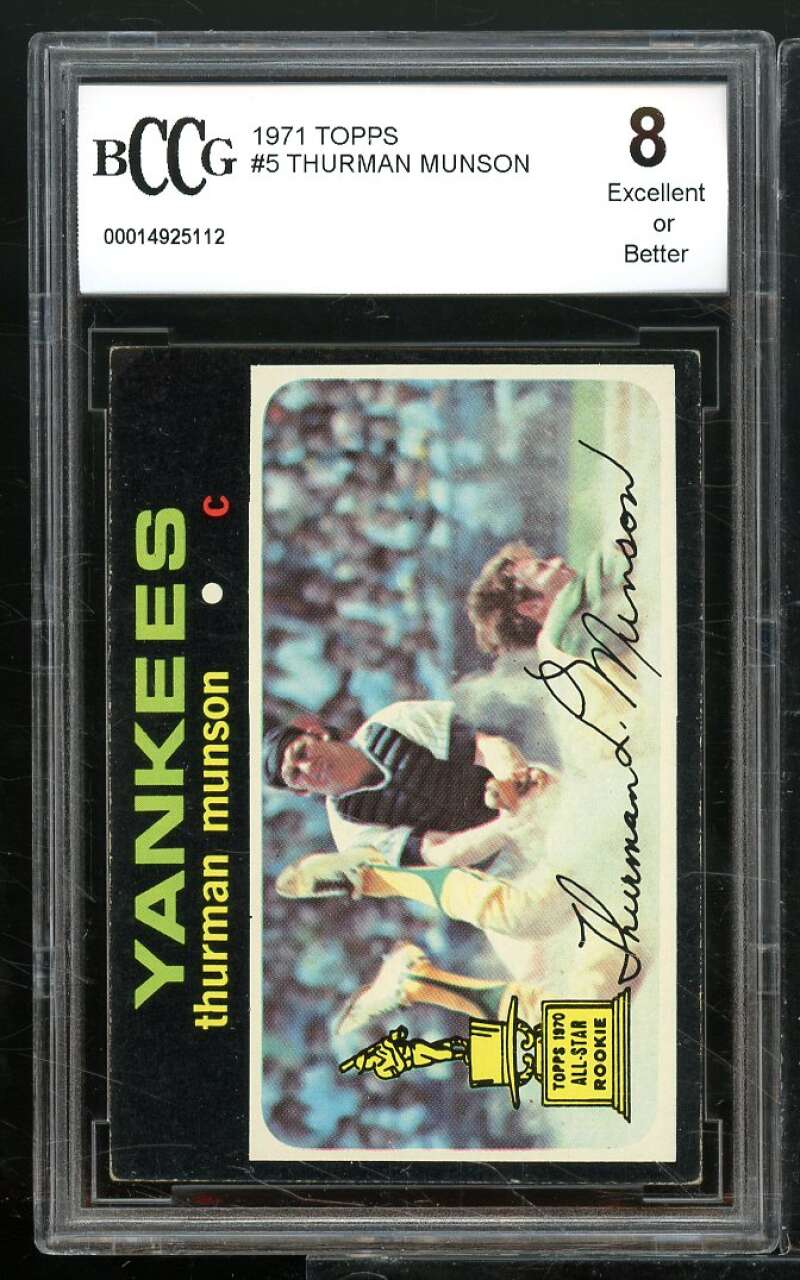 1971 Topps #5 Thurman Munson All-Star Rookie Card BGS BCCG 8 Excellent+ Image 1