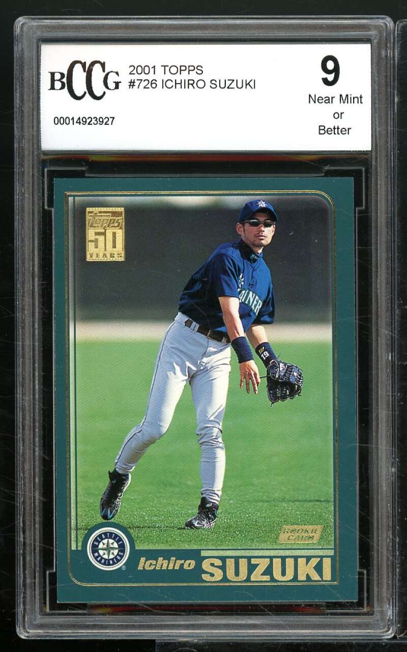 2001 Topps #726 Ichiro Suzuki Rookie Card BGS BCCG 9 Near Mint+ Image 1