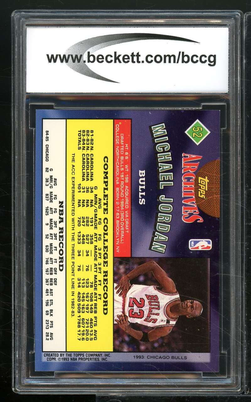 1992-93 Topps Archives #52 Michael Jordan Card BCCG 10 Mint+ Image 2