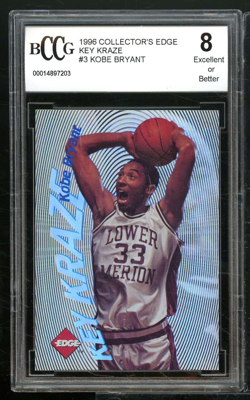 1996 Collector's Edge Key Kraze #3 Kobe Bryant Rookie Card BGS BCCG 8 Excellent+ Image 1