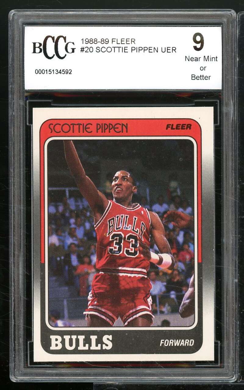 1988-89 Fleer #20 Scottie Pippen Rookie Card BGS BCCG 9 Near Mint+ Image 1