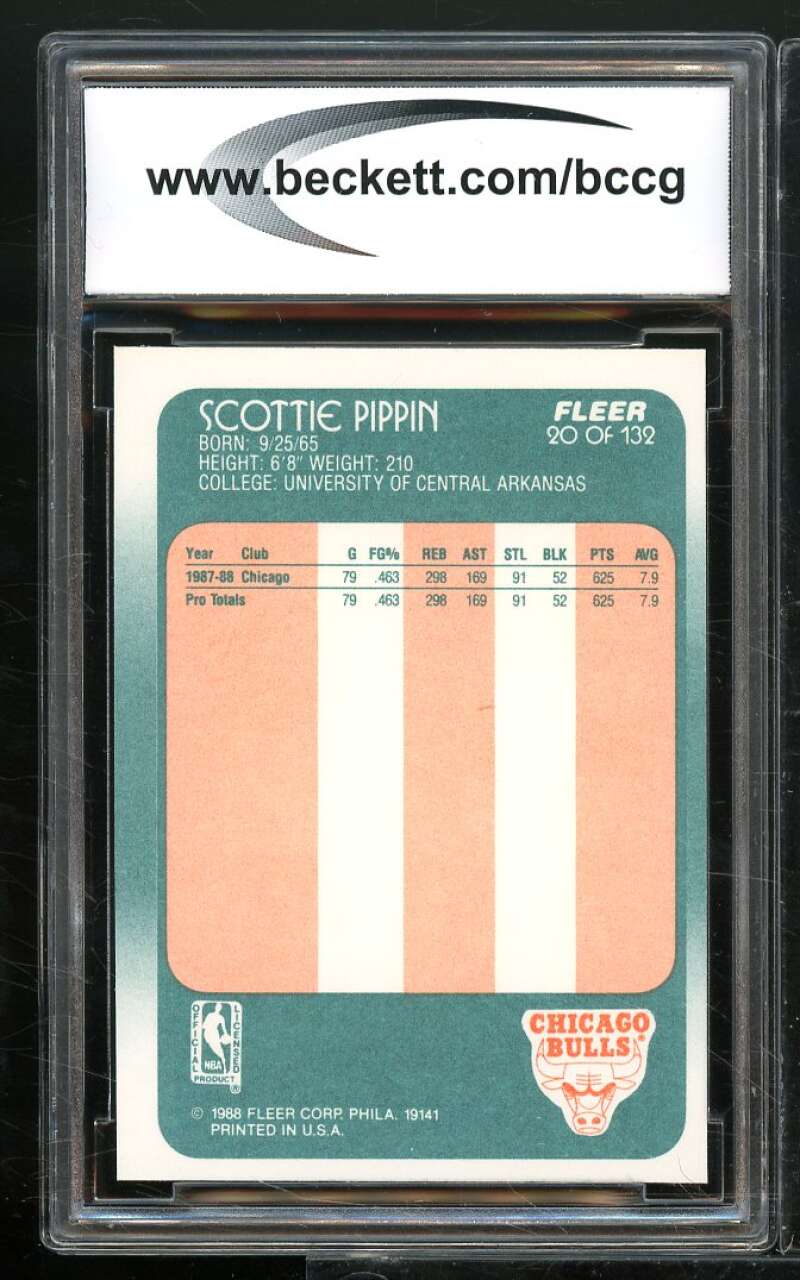 1988-89 Fleer #20 Scottie Pippen Rookie Card BGS BCCG 9 Near Mint+ Image 2