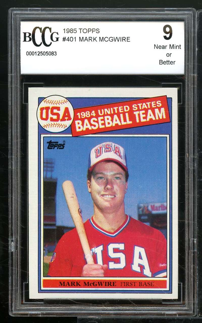 1985 Topps #401 Mark McGwire Rookie Card BGS BCCG 9 Near Mint+ Image 1