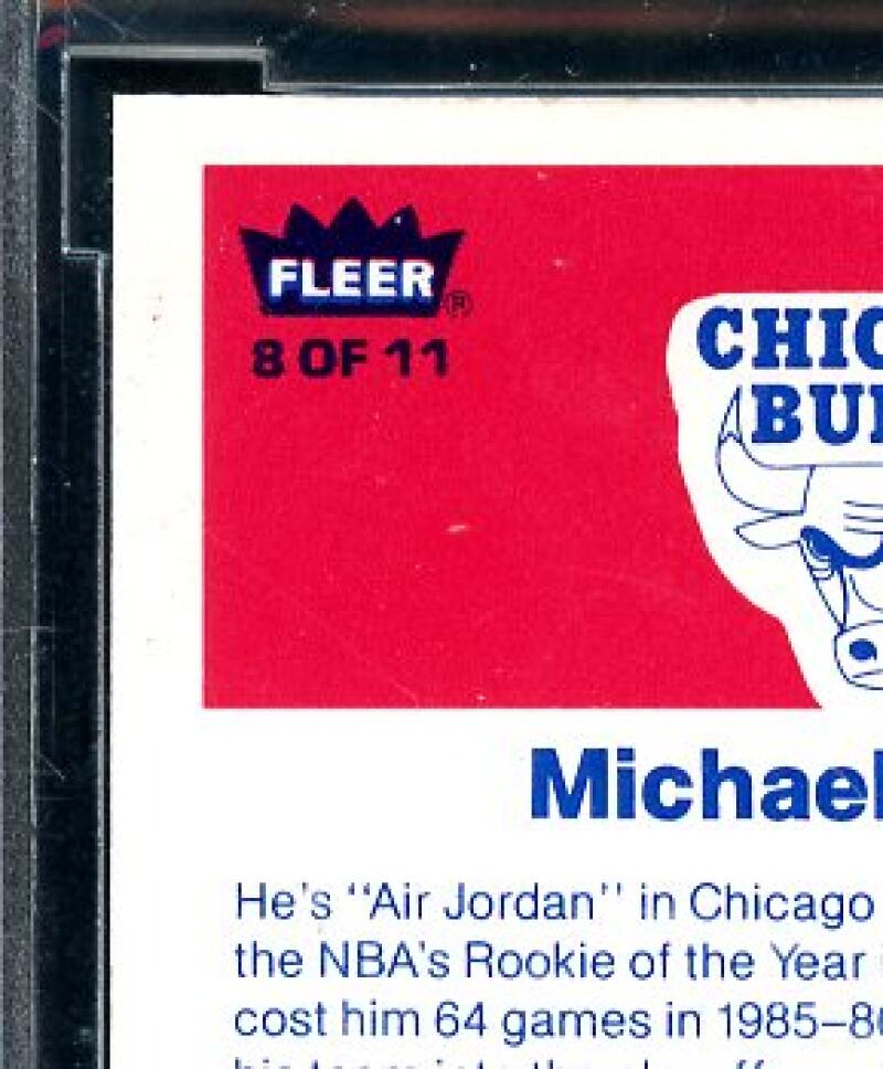 1986-87 Fleer Stickers #8 Michael Jordan Rookie Card BGS BCCG 10 Mint+ Image 7