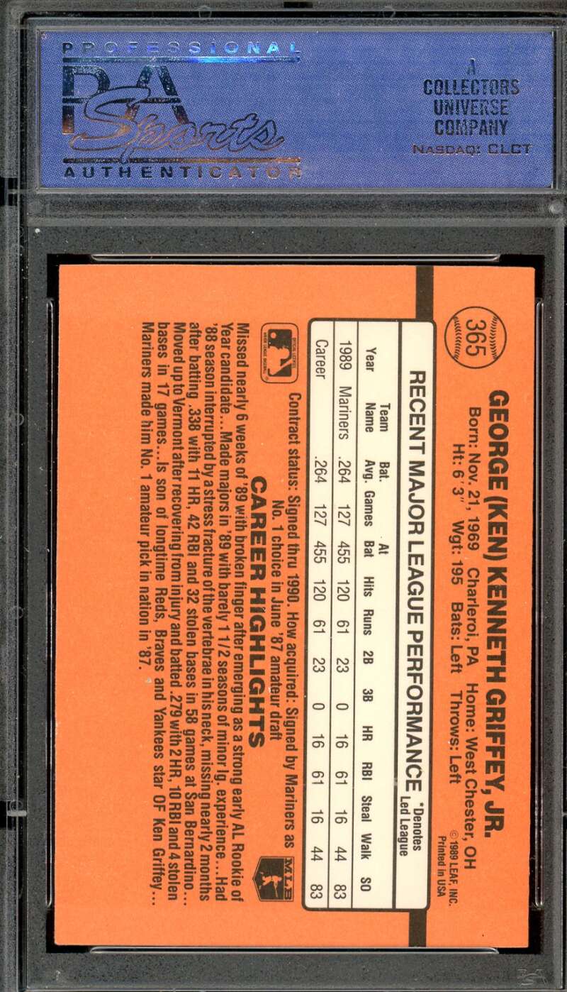 Ken Griffey Jr. Card 1990 Donruss #365 PSA 9 Image 2