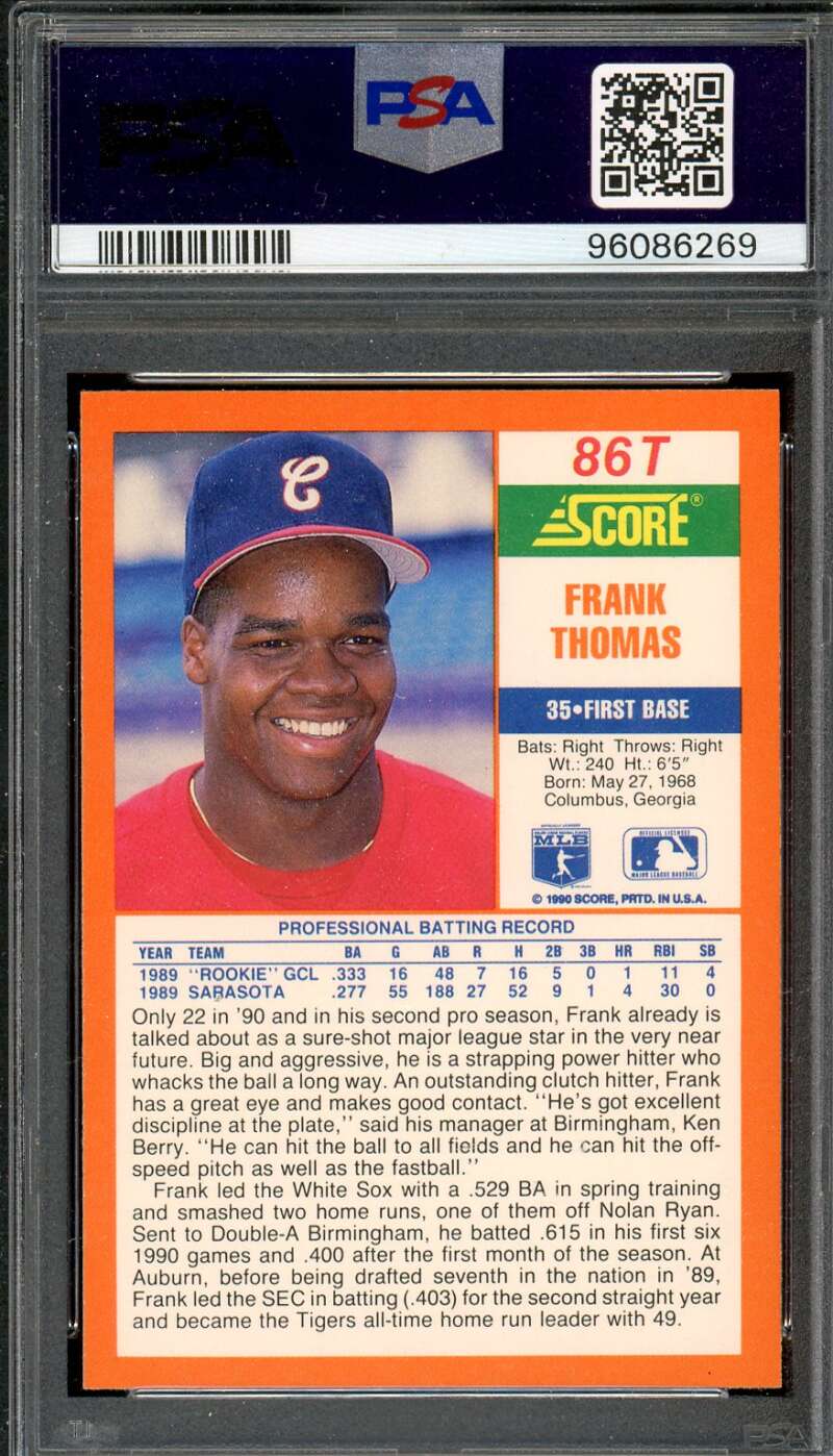 Frank Thomas Rookie Card 1990 Score Traded #86T PSA 10 Image 2