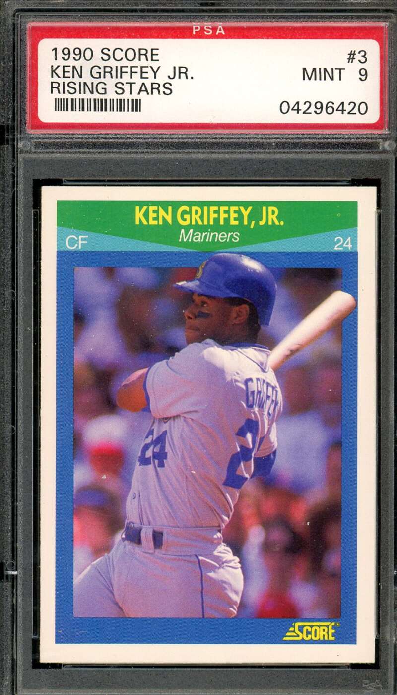 Ken Griffey Jr. Card 1990 Score Rising Stars #3 PSA 9 Image 1