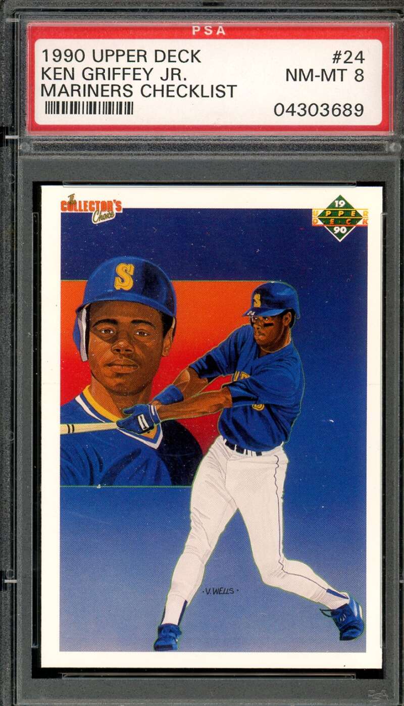 Ken Griffey Jr. Card 1990 Upper Deck #24 PSA 8 Image 1