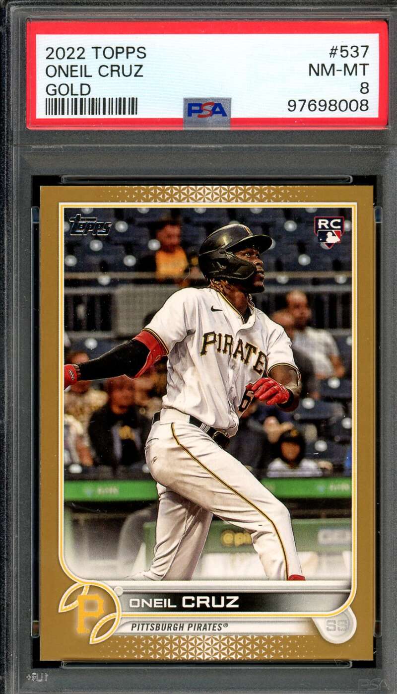 Oneil Cruz Rookie Card 2022 Topps Gold #537 PSA 8 Image 1