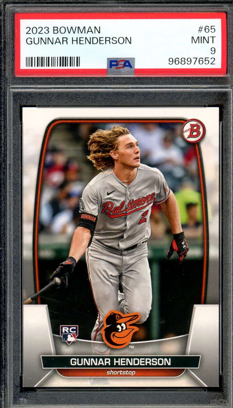 Gunnar Henderson Rookie Card 2023 Bowman #65 PSA 9 Image 1