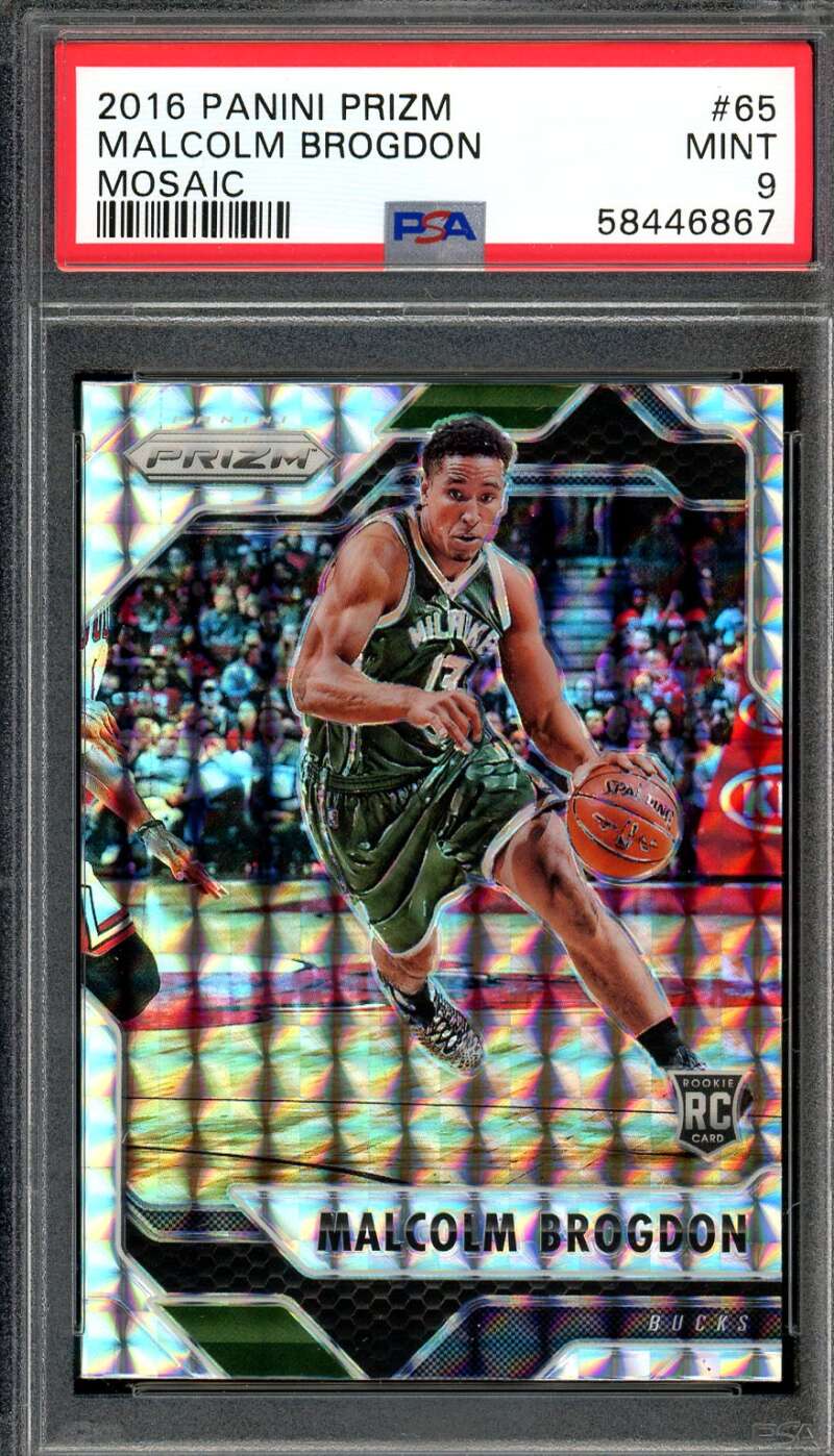 Malcolm Brogdon Rookie Card 2016-17 Panini Prizm Mosaic #65 PSA 9 Image 1