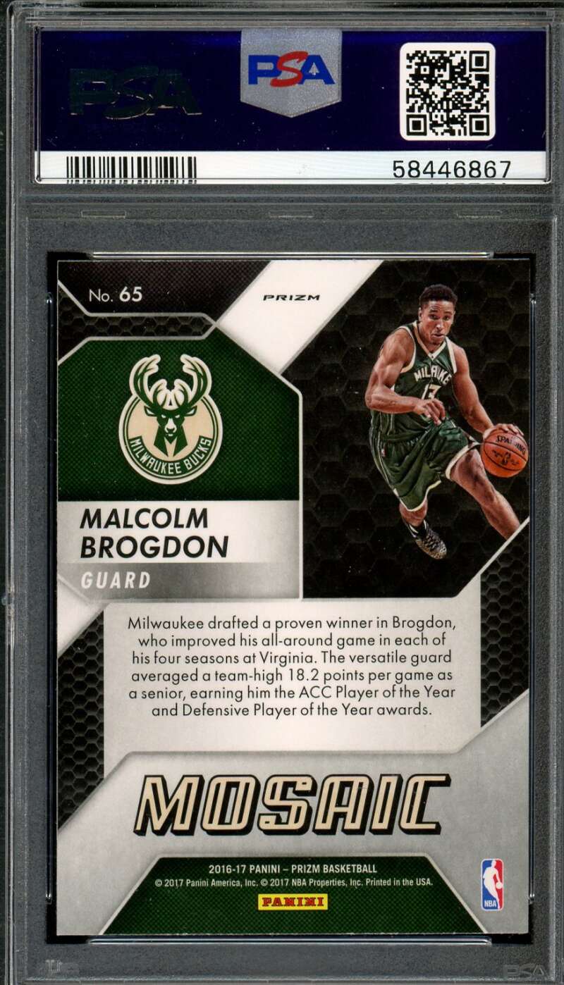 Malcolm Brogdon Rookie Card 2016-17 Panini Prizm Mosaic #65 PSA 9 Image 2