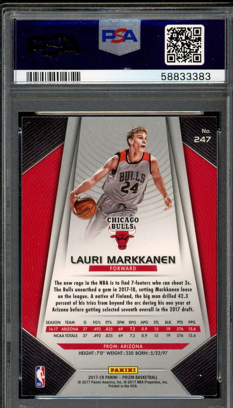 Lauri Markkanen Rookie Card 2017-18 Panini Prizm #247 PSA 9 Image 2