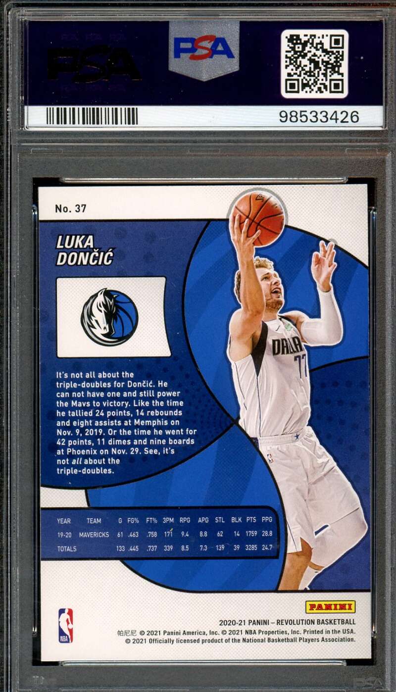 Luka Doncic Card 2020-21 Panini Revolution #37 PSA 10 Image 2