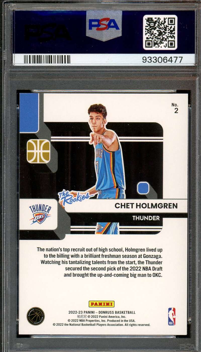 Chet Holmgren Rookie Card 2022-23 Donruss #2 PSA 10 Image 2