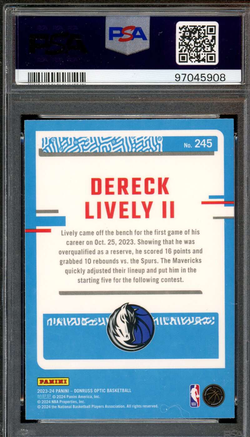 Dereck Lively II Card 2023-24 Donruss Optic #245 PSA 9 Image 2