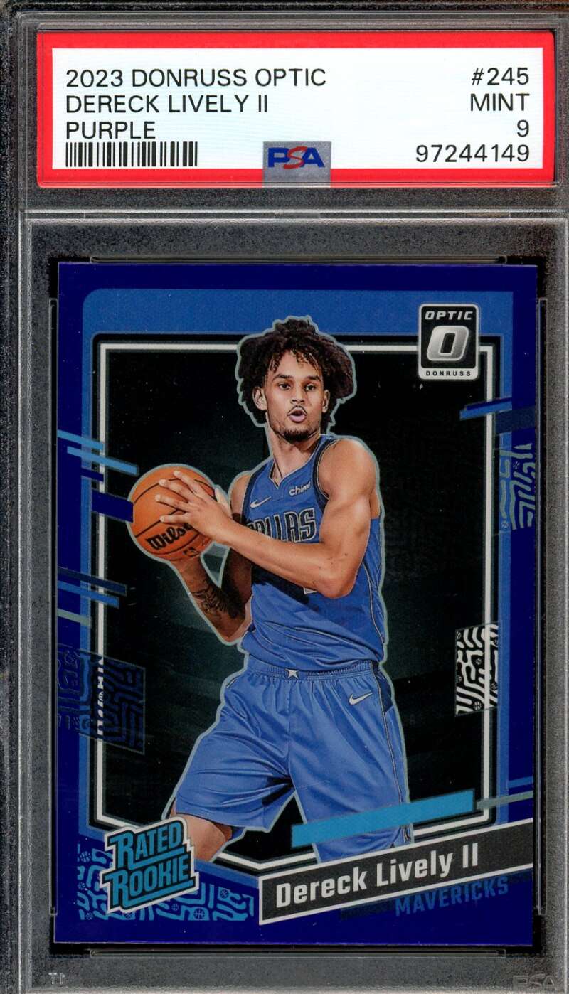 Dereck Lively II Card 2023-24 Donruss Optic Purple #245 PSA 9 Image 1