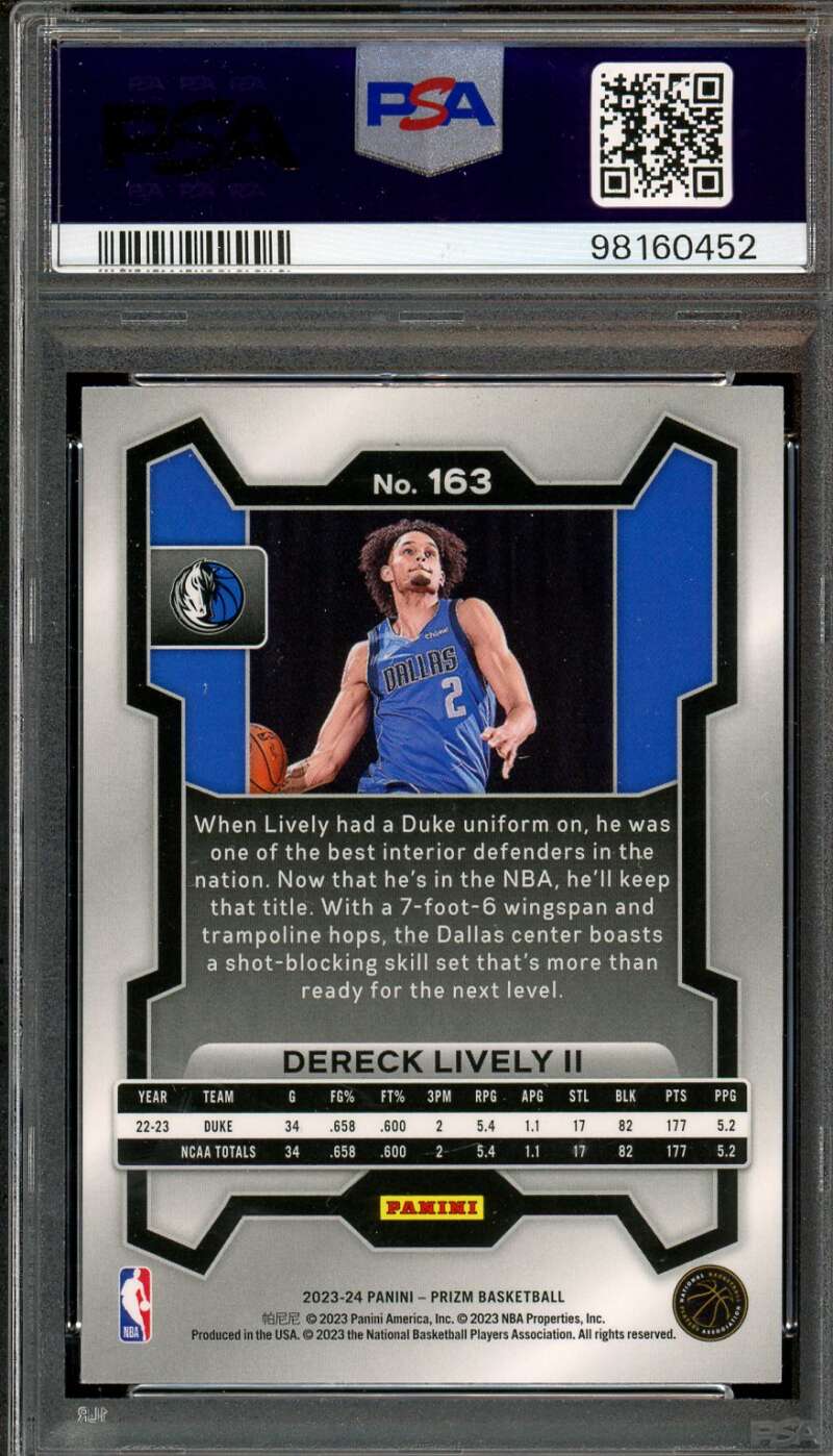 Dereck Lively II Rookie Card 2023-24 Prizm #163 PSA 9 Image 2