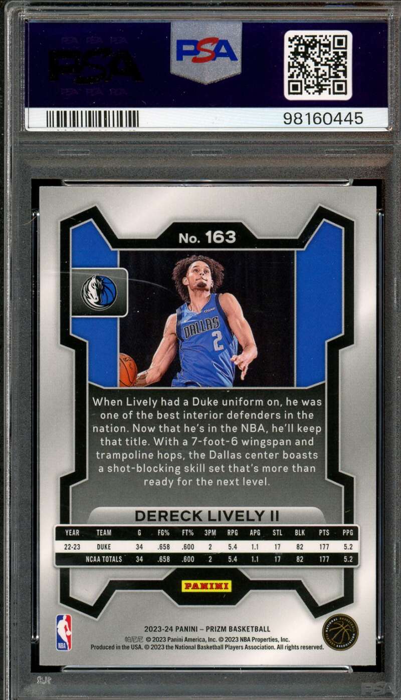 Dereck Lively II Rookie Card 2023-24 Prizm #163 PSA 10 Image 2