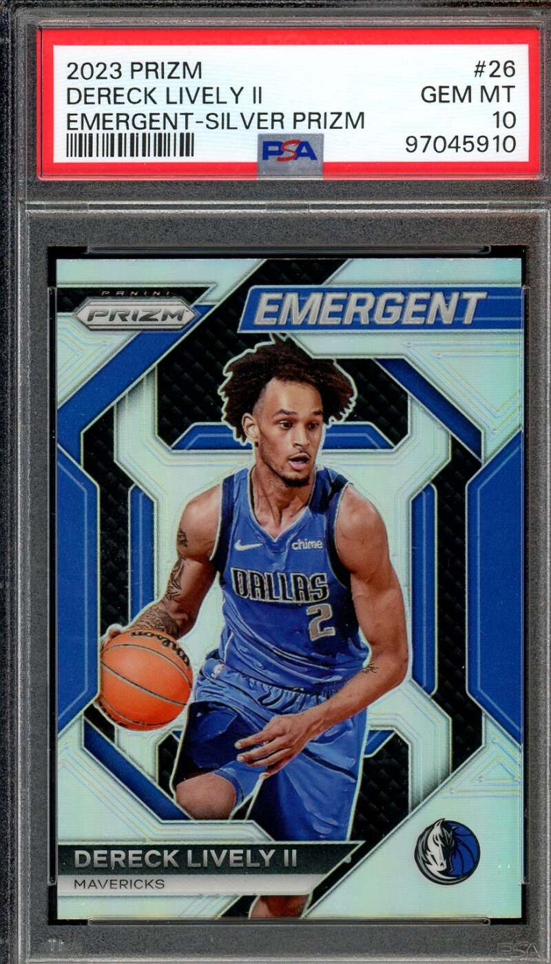 Dereck Lively II Rookie Card 2023-24 Prizm Emergent Silver Prizm #26 PSA 10 Image 1