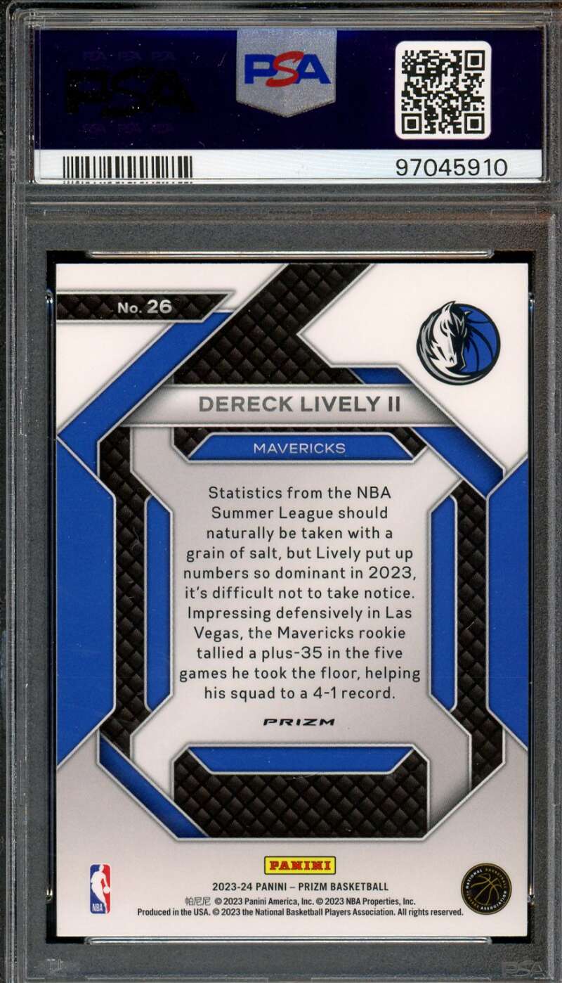 Dereck Lively II Rookie Card 2023-24 Prizm Emergent Silver Prizm #26 PSA 10 Image 2