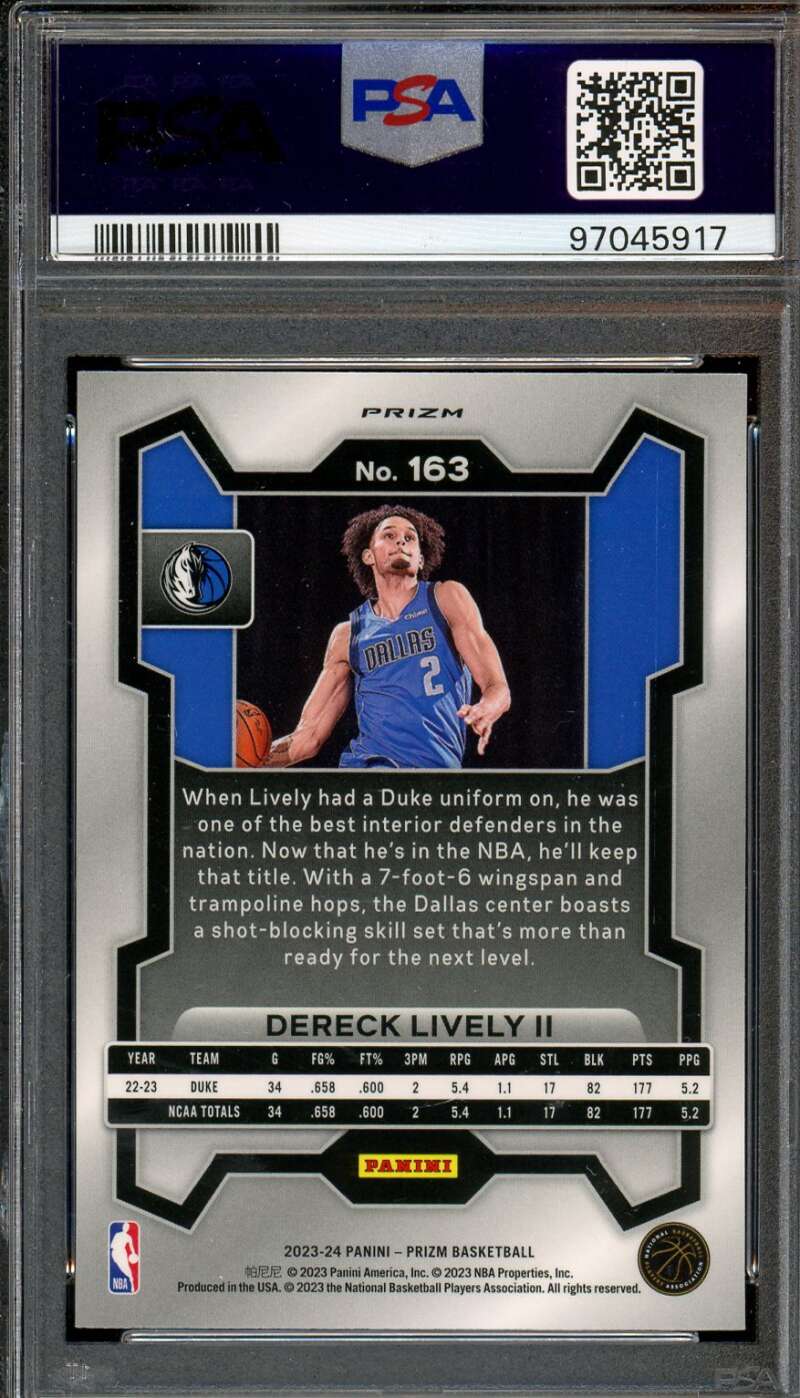 Dereck Lively II Rookie Card 2023-24 Prizm Red Ice #163 PSA 10 Image 2