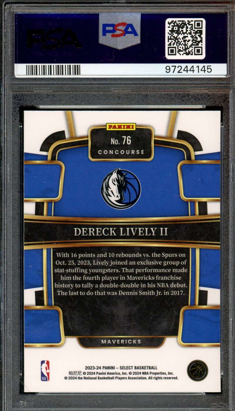 Dereck Lively II Rookie Card 2023-24 Select Blue #76 PSA 9 Image 2