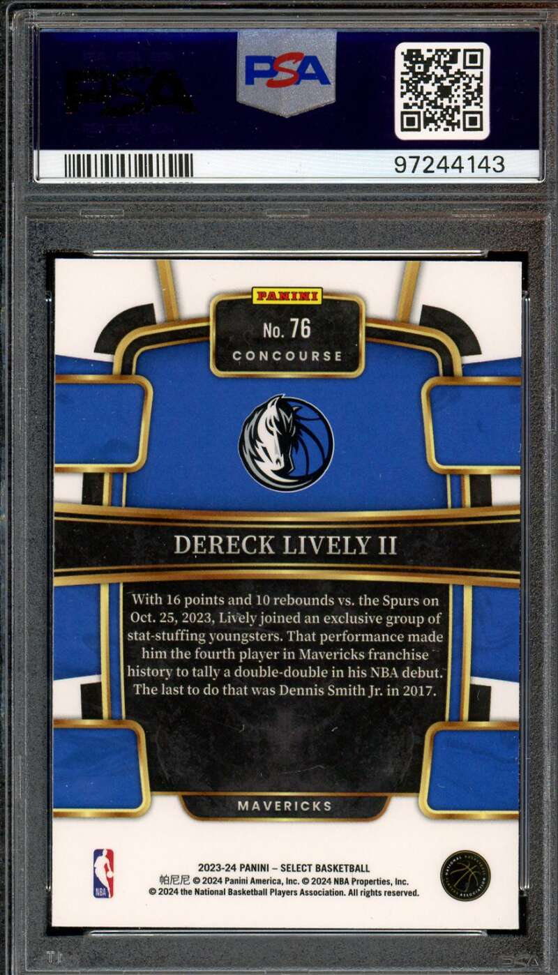 Dereck Lively II Rookie Card 2023-24 Select Blue #76 PSA 10 Image 2