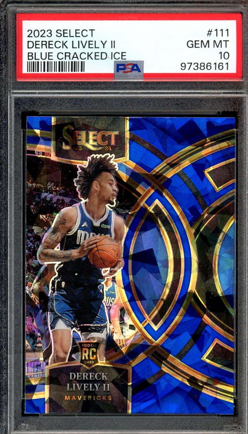 Dereck Lively II Rookie Card 2023-24 Select Blue Cracked Ice #111 PSA 10 Image 1