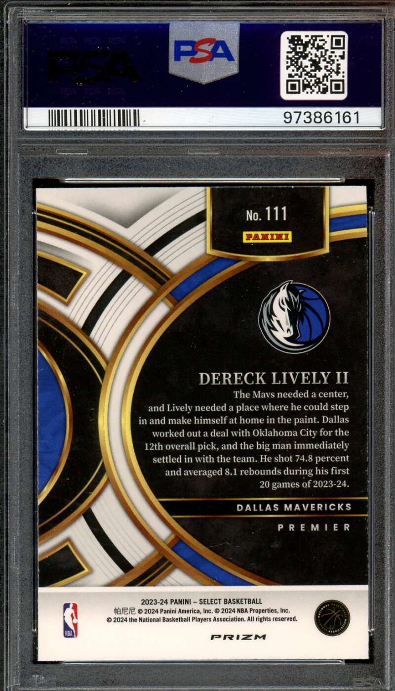 Dereck Lively II Rookie Card 2023-24 Select Blue Cracked Ice #111 PSA 10 Image 2